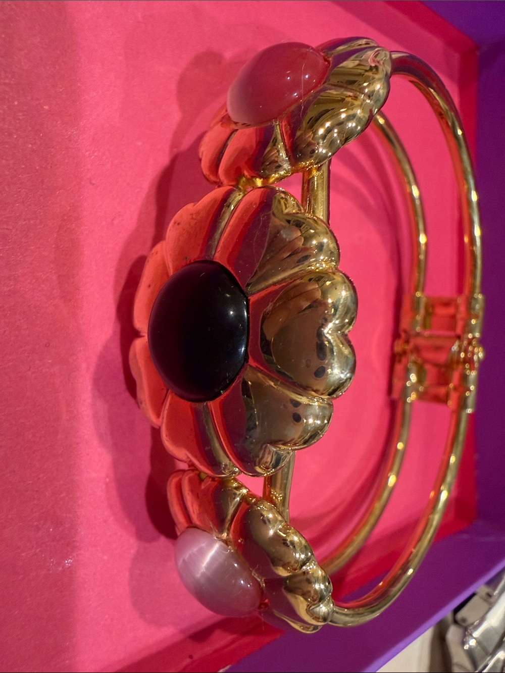 Vintage Coach y2k Gold Flower Statement Bangle Bracelet